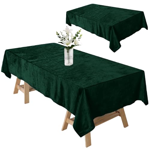 Grüne Samt -Tischdecke, 63 x 98 Zoll Rechteck Emerald Grüne Tischtuch, Vintage dunkelgrüne Tischtuch, Waschabler Tischtuch für Hochzeits Babyparty Küche von Jorzer