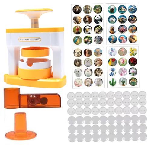 Jorzer Button Maker 1 Set Badge Maker für Kinder DIY Runder Button Maker mit 48 Aufklebern und 48 Knopfteilen Niedlicher Press Pin Maker Maschine Geschenk für Mädchen von Jorzer