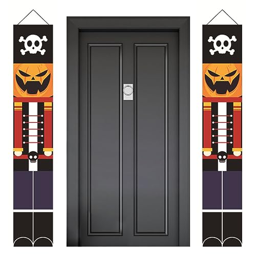 Jorzer Halloween Door Banner Halloween Veranda Banner Trick oder behandeln Veranda Schilder mit Kürbisschädel Muster Willkommenszeichen für Haustür Halloween Dekorationen Spielzeugspiel von Jorzer