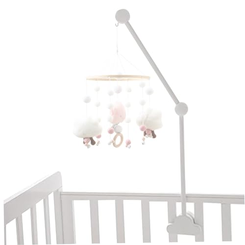 Jorzer Kinderbett-Mobile-Arm Babybett-Mobile-Arm 27,17 Zoll Holz-Wolken-Design Abnehmbarer Verstellbarer Halter niedliche Kinderbett-Bettglocke Windspiele Kleiderbügel-Halterung von Jorzer