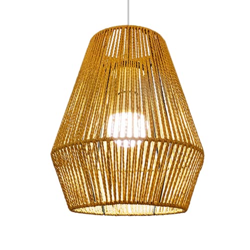 Jorzer Lampenschirm für Pendelleuchte 25 x 30 cm Korb-Lampenschirme für Deckenleuchten Retro handgewebt Rattan-Imitat Kunst kreativer Kronleuchter-Lampenschirm für Restaurants (ohne Lampe) von Jorzer