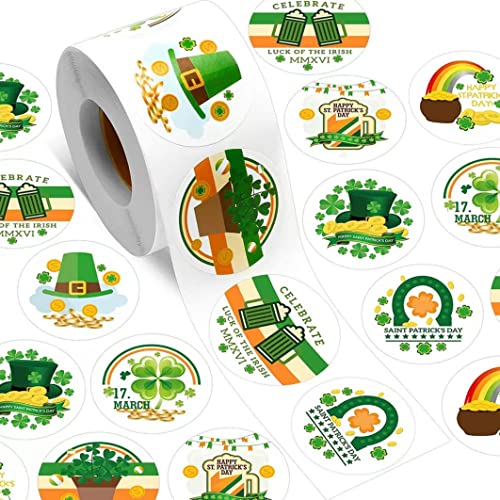 Jorzer St. Patrick Day Aufkleber Shamrock Roll Aufkleber Green Irish Etikett Siegel Seals Shamrock Roch Rail -Aufkleber Label St. Patrick's Day Aufkleber für Partyversorgung von Jorzer