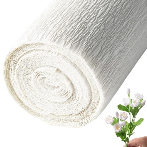 Krepppapierrolle 1 Rolle Krepppapier 98x20 Zoll verdickte weiße Krepppapierrolle reißfest und leicht zu formende Krepppapierblätter für Blumen Partydekorationen von Jorzer