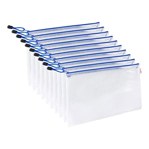 Mesh Reißverschlussbeutel wasserdichte Kunststoff -Dokumentbeutel B4 Multipurpose -Datei Ordner 10pcs Office Supplies von Jorzer