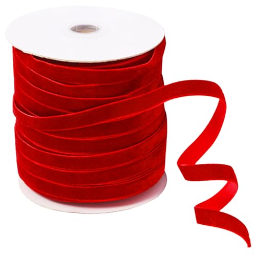 Samtband 1 Rolle 45,7m x 1cm DIY dekoratives einfarbiges Weihnachtsband Chinlonband zum Verpacken von Geschenken zum Herstellen von Schleifen zum Herstellen von Kränzen und Blumensträußen Band zum von Jorzer