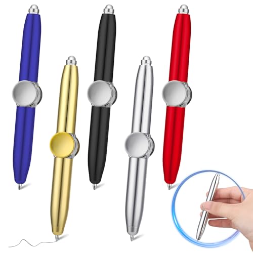 Jostift 5 Stück Fidget Pen,Spinning Pen mit LED Licht,Luminous Schreibwerkzeug,Beleuchtete Spitze Stift Kugelschreiber für Stressabbau von Jostift