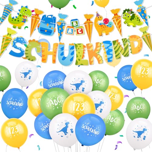 Jostift Einschulung Deko Mädchen, Schulkind 2024 Deko Mädchen Schulkind Banner Schulanfang Latex Ballons Schulanfang Schuleinführung Deko(Blue) von Jostift