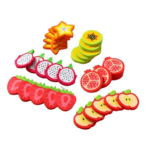 10 x kreativer niedlicher Radiergummi in Fruchtform, Cartoon-Radiergummi, Lernbedarf, Frucht-Radiergummi von Joucien