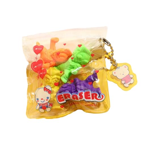 3 x 3D-Cartoon-Obst- und Gemüse-Radiergummi, Simulation, Reißverschluss, Tasche, Radiergummi, 4 Stück von Joucien