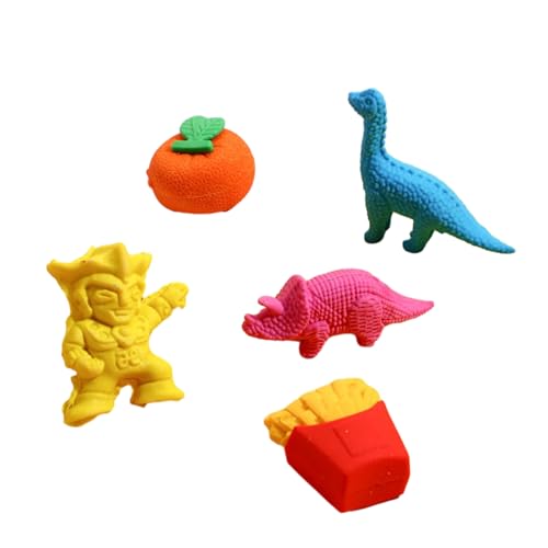 3 x 3D-Cartoon-Obst- und Gemüse-Radiergummi, Simulation, Reißverschlusstasche, Radiergummi, Dinosaurier-Radiergummi, 4 Stück von Joucien