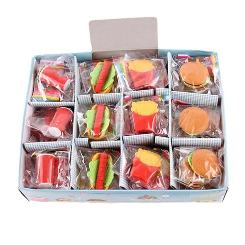 8 Stück – zusammenbaubares Burger-Set, Radiergummi, kreatives Cartoon-Radiergummi-Set, zufälliger Stil von Joucien