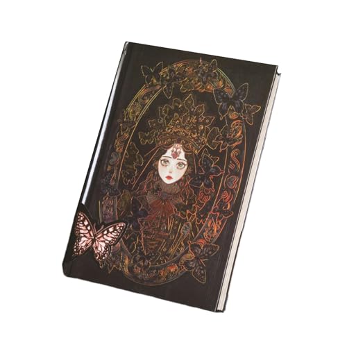 A5 kreativer Retro-Gothic-Stil, farbige Seite Illustrationsplaner, personalisierbar, kreativer goldfarbener Stempel, exquisiter Mädchen-Notizblock – kleines Mädchen von Joucien