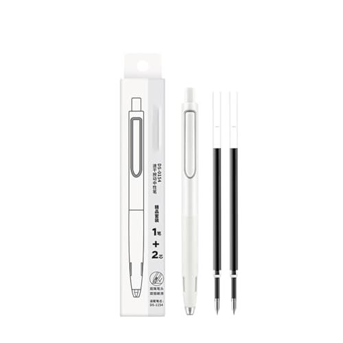 Joucien 0,5 mm Time Capsule Push-Up-neutraler Stift, leises Design, Dual-Kugelschreiber, neutraler Stift, 6 Stück weißer Schaft von Joucien