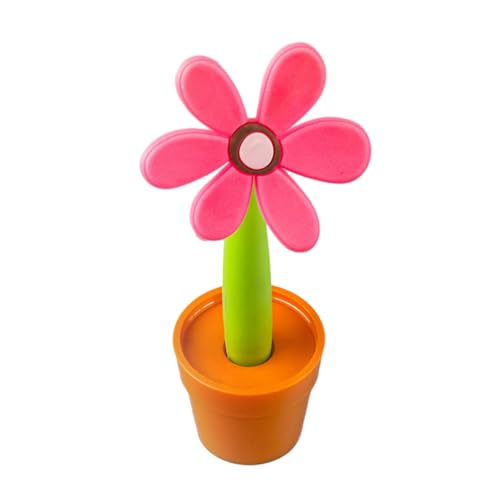 Joucien 4PC-0,5 mm kreativer niedlicher Cartoon-Pflanzen-Kugelschreiber, Sonnenblumentopfpflanzen-Kugelschreiber – Rosa – Blau – Kugelschreiber von Joucien