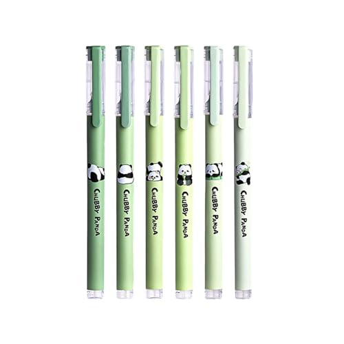 Joucien 6 Stifte/Box – 0,5 mm gerader flüssiger neutraler Stift, glatter und fließender neutraler Stift für Schüler – gerader flüssiger Kugelschreiber – Panda von Joucien