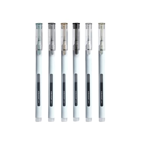 Joucien 6 Stifte/Box – 0,5 mm gerader flüssiger neutraler Stift, glatter und fließender neutraler Stift für Schüler – gerader flüssiger Kugelschreiber – minimalistisch von Joucien