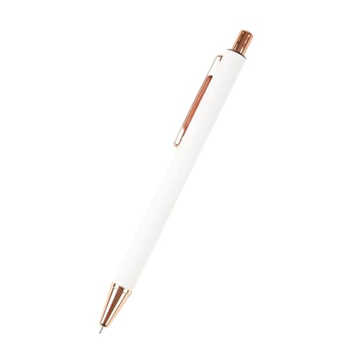 Joucien Metall-Kugelschreiber mit Schnappverschluss, einfach und schnell trocknend, 0,5 mm, Weiß, 4 Stück von Joucien