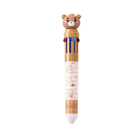 Joucien Teddybär-Kugelschreiber, 10 Farben, Cartoon-Press-Typ, mehrfarbiger Kugelschreiber, karierter Bär, 4 Stück von Joucien