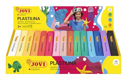 Jovi Plastilin, leicht formbare Modelliermasse für Kinder ab 2 Jahren, 15 Farben je 150g von Jovi