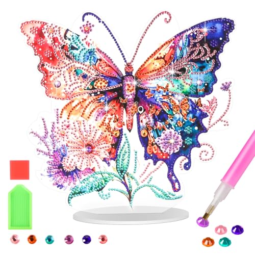 Jovicos Basteln Mädchen 6 7 8 9 10 11 12 Jahre, 5D Diamond Painting Schmetterling Tisch Deko Bastelset für Kinder Erwachsene, Kreative Geschenke für Mädchen 6-12 Jahre, Bastelset Kinder ab 6 Jahre von Jovicos