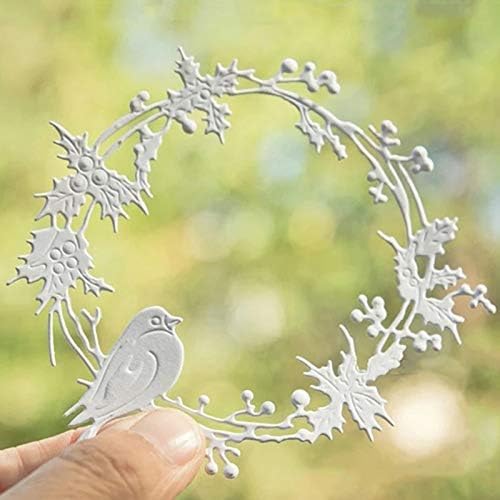 Vogel Stechpalmen-Kranz Metall Stanzformen für Kartenherstellung, Stanzschablonen für DIY Scrapbooking Fotoalbum Papier Dekorative Handwerk für Grußkarten Einladung Geburtstagsgeschenk von Jowxsx