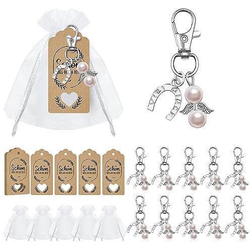 20 Stück Rosa Schutzengel Anhänger Schlüsselanhänger Organza Beutel Kraftpapier Anhänger für Abschiedsgeschenk Glücksbringer Gastgeschenke Taufe Hochzeit Konfirmation von Joy & Inspiration