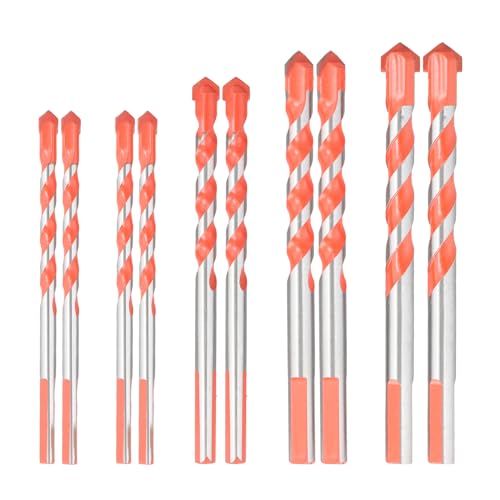 10 Stück Bohrer Set, Dreiecks Bohrer Set 6/8/10/12 mm, 10 Pcs Tile Drill Bits, Universalbohrer Set Profi, für Beton Fliesen Glas Keramik Ziegel Holz Kunststoff von Joyan