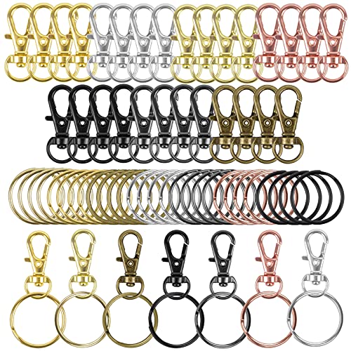 70 Stück Schlüsselanhänger Clip Karabinerverschlüsse, Drehbarer Lanyard Karabiner Haken mit Schlüsselringe Karabinerhaken Hummer Verschluss für Schlüssel Schmuck Basteln (7 Farben) von Joyan