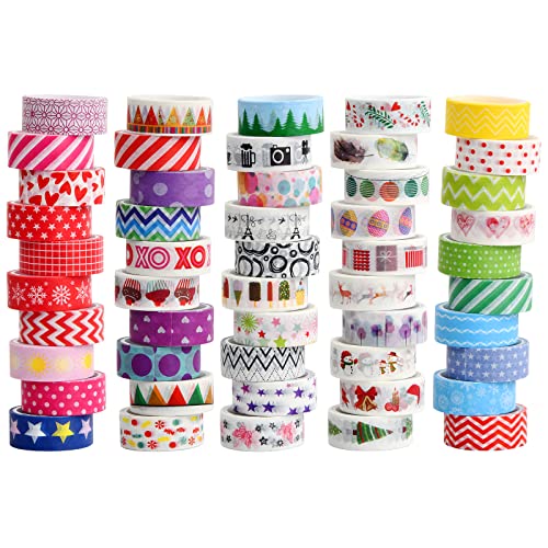 Joyan 50 Rollen Washi Tape set, Klebeband Bunt Washi Tape zur Dekoration Washi Masking Tape Washi Klebeband Set für Dekoration von Sammelalben, Zeitschriften, Bastelarbeiten von Joyan