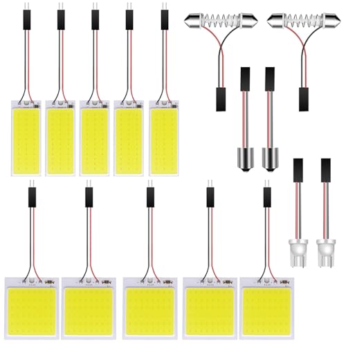 Joycabin 10 Stücke Superweiße energiesparende, LED Panel Dome Licht, 12V Ultra Bright LED Licht, COB Chip 48-SMD und 36-SMD mit 6 Stücke Girlandenadapter von Joycabin