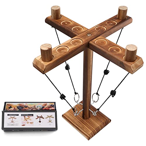 Joycabin Hooks Ring Toss Game für Kinder Erwachsene, Handgefertigte Tischplatten Brettspiele mit Punktetafel, Interaktives Haken Ring Wurfspiel für Home Party von Joycabin