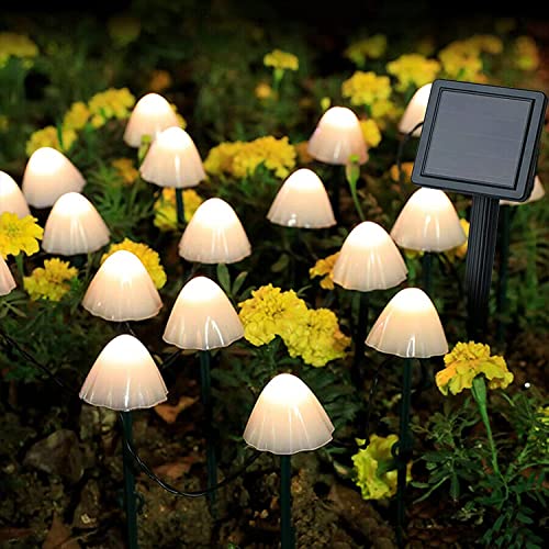 Joycome Solar Lichterkette Aussen 20 LED Solar Pilze Gartendeko, 2 Modi Solar Garten Pilzlampe Wasserdicht Solarleuchten Figuren für Garten Rasen Balkon Terrassen Ostern Deko (Warmweiß) von Joycome