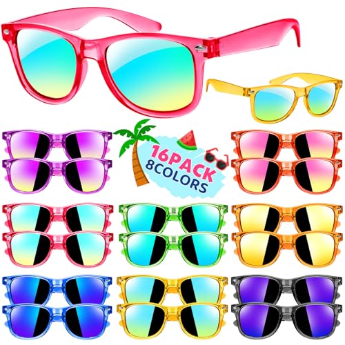 Joycover 16 Stück Kinder-Sonnenbrillen, Partyzubehör, durchscheinende Sonnenbrille für Kinder mit UV-400-Schutz, Partygeschenke für Kinder, Geschenktüten zum Valentinstag, Geschenk für Kinder von Joycover