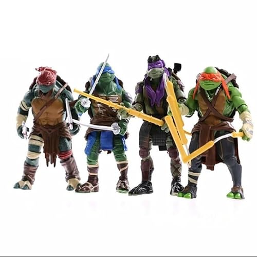 4 Stück Movie Edition Teenage Mutant Turtles,Anime Modell Statue Dekoration Ornamente Animierte Charakter Kunst Sammler Kinder Spielzeug Action Figur 15cm von Joyes