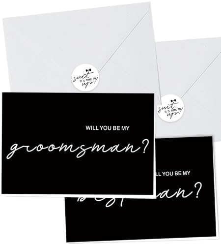 12 Stück Trauzeugen-Antragskarten, Joyfulmap Hochzeitsparty-Antragskarte mit weißem Umschlag, 10 Karten mit Aufschrift "Will You Be My Groomsman" und 2 Will You Be My Best Man-Karten, von Joyfulmap