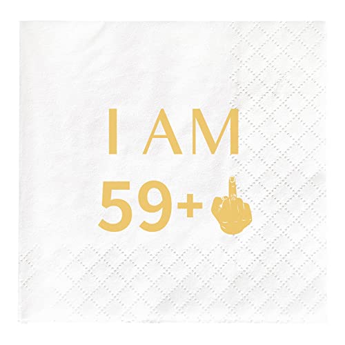 Serviette mit Aufschrift "I Am 59+1" (Weißgold) von Joyiou