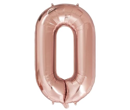 Luftballon Zahl 0 Rosegold XXL I 101 CM GROSS I Ideal für Party- und Geburtstagsdekorationen I Mit Zubehör zum Aufblasen I Luft oder Helium von Joyloons