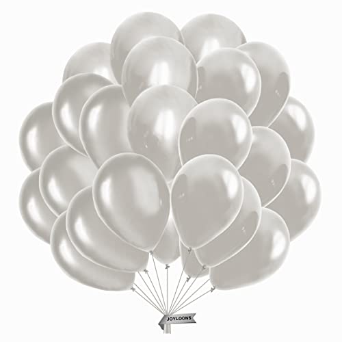 Metallisierte silberne Luftballons 15 stück. Luftballons aus natürlichem Latex. Lufballons mit einem Durchmesser von 32 cm. Ideal zur Dekoration von Geburtstags-, Hochzeits- und baby shower. von Joyloons