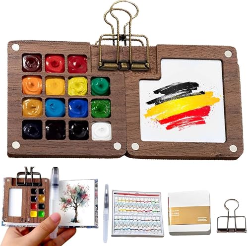 Mini Aquarell Travel Set,2 Sets Mini Palette Aquarell mit Binder-Clips, Pocket Artist Travel Set Aquarell, Portable Aquarell Palette Mini Travel für Maler, Künstler, Studenten (1 Set Stil B) von Joymy