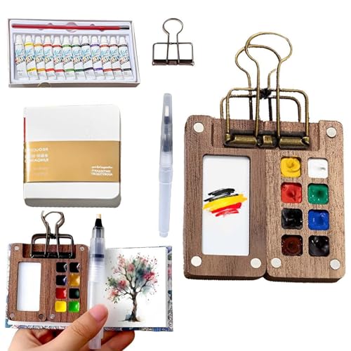 Reise, Pocketartist Watercolor Travel Set, Mini Aquarell Paletten Set, Pocketartist Aquarell Reise Set mit Binder Clips für Maler, Künstler, Studenten von Joymy