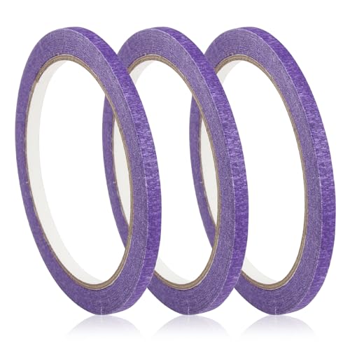 Joynine Abklebeband Maler, 3 Stück Masking Tape, 5 mm x 20 m Kreppband für feine Linien und individuelle Grafiken, Klebeband Malerarbeiten, Geeignet Zum Malen und Basteln (Violett) von Joynine