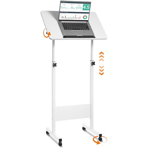 Joyoolife Mobiles Podium, verstellbarer Stehpult mit Rollen, verstellbare Höhe, um 360° drehbar, vielseitiger Podium-Laptop-Schreibtisch, Stehpult, Staffelei, Präsentation, Rednerpult von Joyoolife