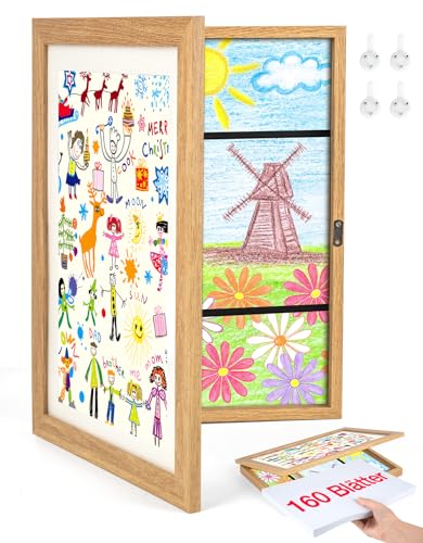 Joyshare A4 Bilderrahmen Kinderzeichnungen holz - Bilderrahmen Wechseln Kinderzeichnungen 24x33x3 cm holz eiche 1 Stück von Joyshare