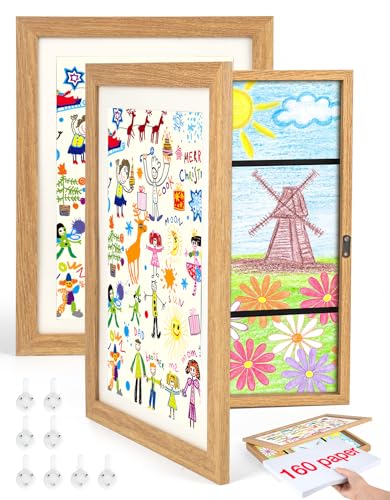 Joyshare A4 Bilderrahmen Kinderzeichnungen holz - Bilderrahmen Wechseln Kinderzeichnungen 24x33x3 cm holz eiche 2 Stück von Joyshare