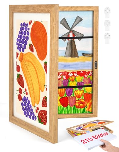 Joyshare A4 Bilderrahmen Kinderzeichnungen holz - Bilderrahmen Wechseln Kinderzeichnungen 25x34x4 cm holz eiche 1 Stück (Dickes) von Joyshare