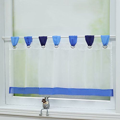 Joyswahl Scheibengardine Voile Bistrogardinen mit Schlaufen »Charlott« Küche Kurzgardine HxB 45x120cm Blau 1er Pack von Joyswahl