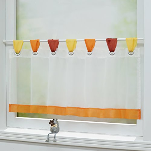 Joyswahl Scheibengardine Voile Bistrogardinen mit Schlaufen »Charlott« Küche Kurzgardine HxB 45x120cm Orange 1er Pack von Joyswahl