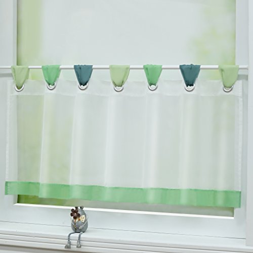 Joyswahl Scheibengardine Voile Bistrogardinen mit Schlaufen »Charlott« Küche Kurzgardine HxB 45x90cm Grün 1er Pack von Joyswahl