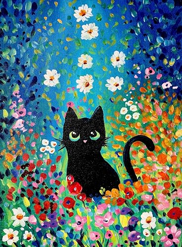 Jozutoyz Malen Nach Zahlen Erwachsene, Malen Nach Zahlen Katze Tiere Blumen für Kinder und Anfänger mit Pinseln Leinwand Acrylfarbe Als Geschenk, Ohne Rahmen (40x50cm) von Jozutoyz