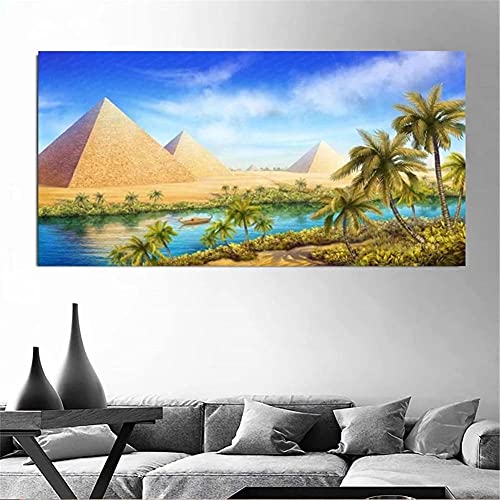 5D DIY Diamant Painting Bilder groß,Ägypten Pyramide Diamond Painting Set Full Drill Erwachsene und Kinder Strass Stickerei Kreuzstich Kits Kunsthandwerk Leinwand Wand Aufkleber Decor-60x120cm/24x48in von Jpnca